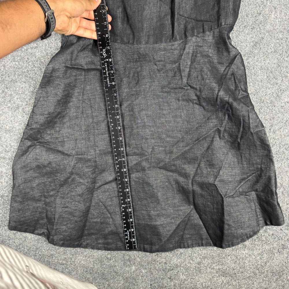 Gap Dress Womens 12 Black Linen Blend Sleeveless Fit & Flare Mini Scoop Neck - Picture 2 of 7